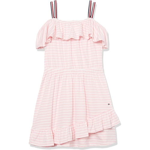 타미힐피거 Tommy Hilfiger Kids Ruffle Mini Stripe Dress (Big Kids)