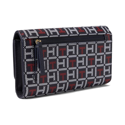 타미힐피거 Tommy Hilfiger Cece II Flap Continental Wallet Coated Square Monogram