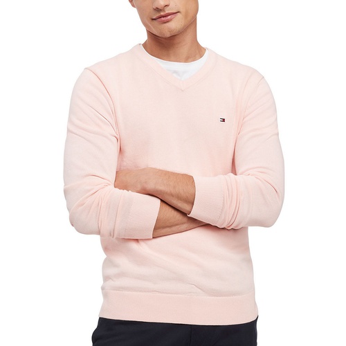 타미힐피거 Mens Essential Solid V-Neck Sweater