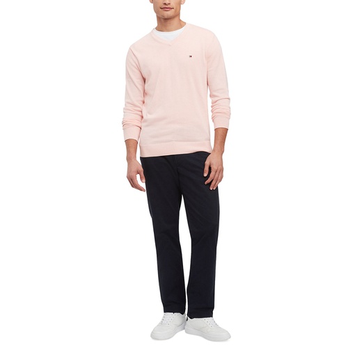 타미힐피거 Mens Essential Solid V-Neck Sweater