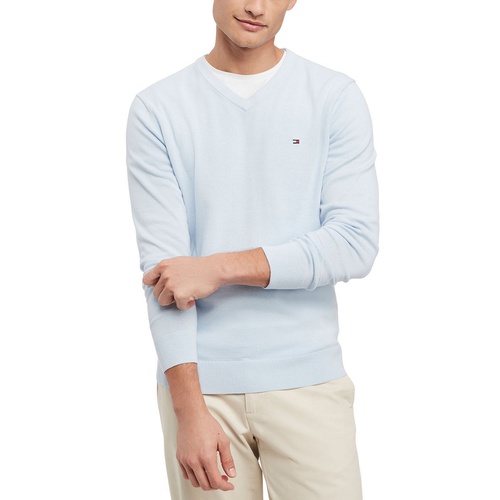 타미힐피거 Mens Essential Solid V-Neck Sweater