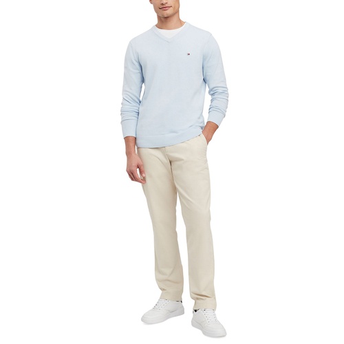 타미힐피거 Mens Essential Solid V-Neck Sweater