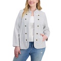 Plus Size Military Band Jacket