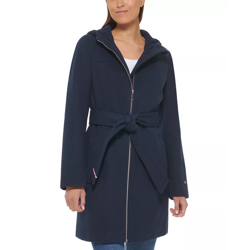 타미힐피거 Womens Belted Hooded Coat