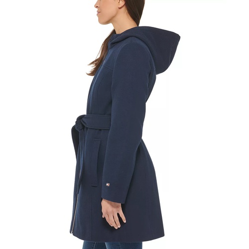 타미힐피거 Womens Belted Hooded Coat