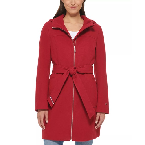 타미힐피거 Womens Belted Hooded Coat