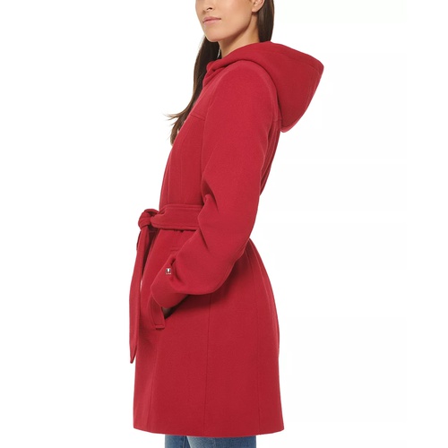 타미힐피거 Womens Belted Hooded Coat