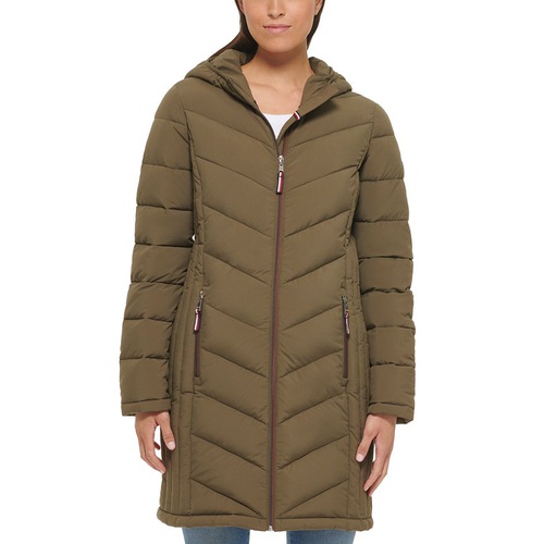 타미힐피거 Womens Hooded Packable Puffer Coat