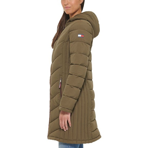 타미힐피거 Womens Hooded Packable Puffer Coat