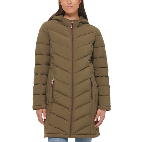 타미힐피거 Womens Hooded Packable Puffer Coat