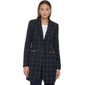 Womens Windowpane One-Button Blazer