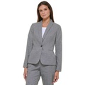 Womens Glen Plaid Single-Button Blazer