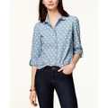 Womens Cotton Printed Roll-Tab Utility Shirt