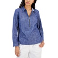 Womens Half-Zip Roll-Tab Shirt