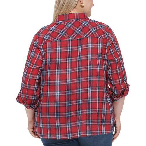 타미힐피거 Plus Size Plaid Utility Shirt