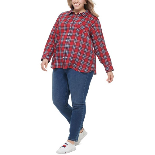 타미힐피거 Plus Size Plaid Utility Shirt