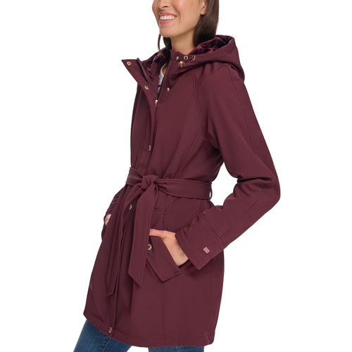 타미힐피거 Womens Hooded Belted Softshell Raincoat