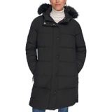 Womens Faux-Fur-Trim Hooded Puffer Coat