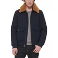 Mens Faux-Fur-Collar Bomber Jacket