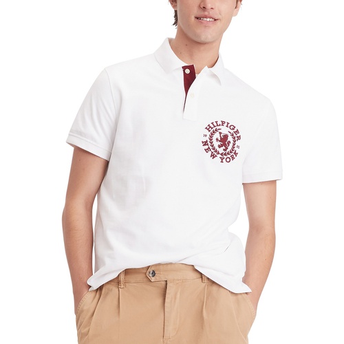 타미힐피거 Mens Regular-Fit Heritage Logo Embroidered Pique Polo Shirt