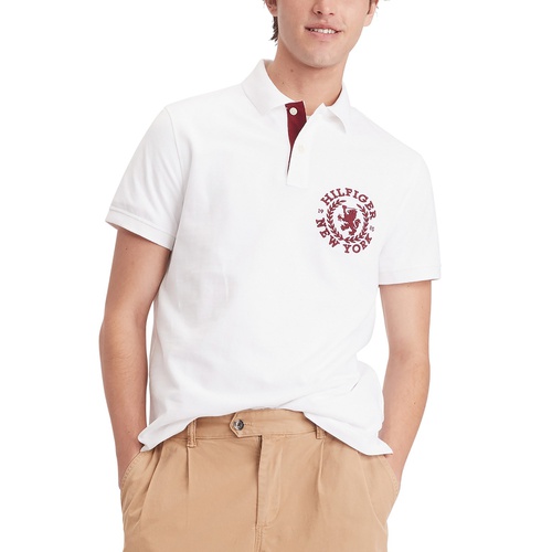 타미힐피거 Mens Regular-Fit Heritage Logo Embroidered Pique Polo Shirt