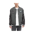 Mens Heather Gray Black Philadelphia Eagles Gunner Full-Zip Varsity Jacket