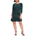 Plus Size Ruffled Velvet Burnout Shift Dress