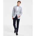 Mens Modern-Fit Blue Plaid Sport Coat