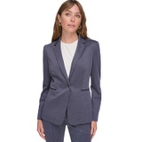 Womens Notched-Collar One-Button Blazer