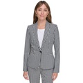 Womens Gingham One-Button Blazer