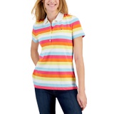 Womens Cotton Colorful Stripes Polo Shirt