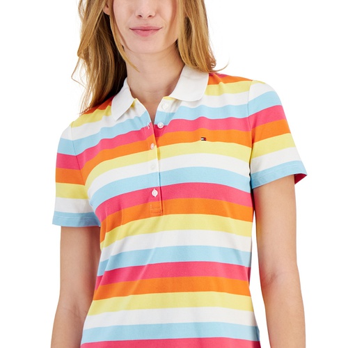 타미힐피거 Womens Cotton Colorful Stripes Polo Shirt