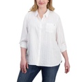 Plus Size Cotton Striped Utility Shirt