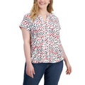 Plus Size Ditsy Floral Cap-Sleeve Top