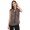 Womens Contrast Tie-Neck Sleeveless Top