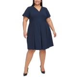 Plus Size V-Neck Fit & Flare Dress