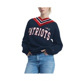 Womens Navy New England Patriots Heidi Raglan V-Neck Sweater