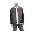 Mens Heather Gray Navy New England Patriots Gunner Full-Zip Varsity Jacket