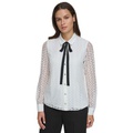 Womens Bow-Tied Eyelet Blouse