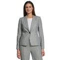 Womens Striped Single-Button Blazer