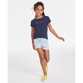 Big Girls Stretch Denim Frayed Hem Shorts