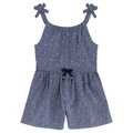 Toddler Girls Romper Printed Chambray Drawstring Straps Romper 1 Piece Set