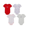 Baby Girls Short Sleeve Floral-Logo Bodysuits Pack of 4