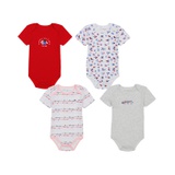 Baby Girls Short Sleeve Floral-Logo Bodysuits Pack of 4