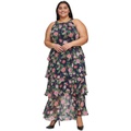 Plus Size Tiered Halter Maxi Dress