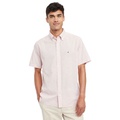 Mens Textured Short Sleeve Button-Down Shirt