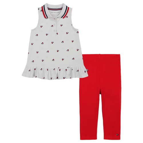 타미힐피거 Little Girls Logo-Print Pique Polo Tunic & Capri Leggings 2 Piece Set