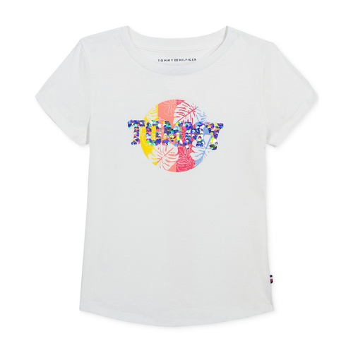 타미힐피거 Little Girls Surf Flip Sequinned Logo Graphic T-Shirt