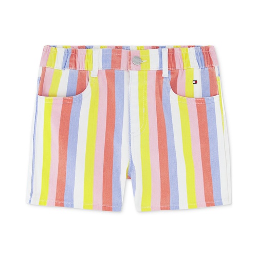 타미힐피거 Little Girls Striped Denim Shorts
