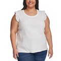 Plus Size Scoop-Neck Flutter-Sleeve Top